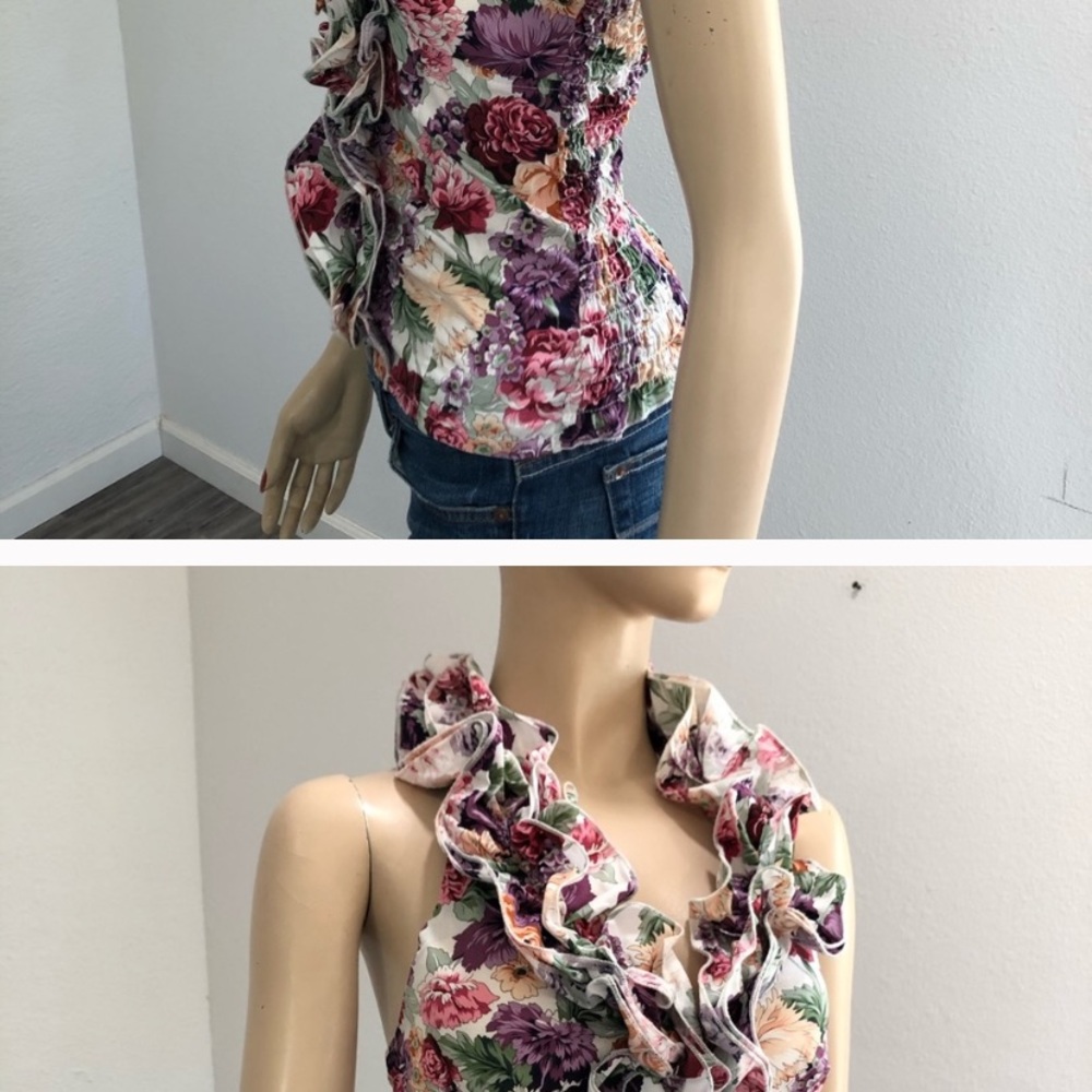 Vintage poetry top/blouse Open back floral size:S